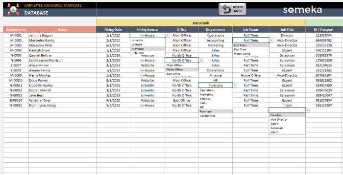 Excel employee database template templates heritagechristiancollege client