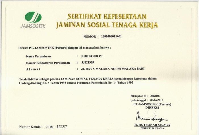 Cara mendapatkan sertifikat bpjs kesehatan perusahaan