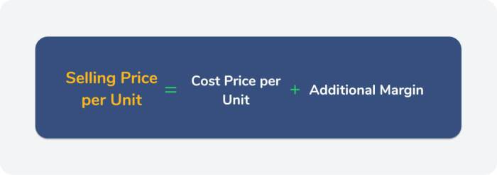 Selling price cost margin profit find only