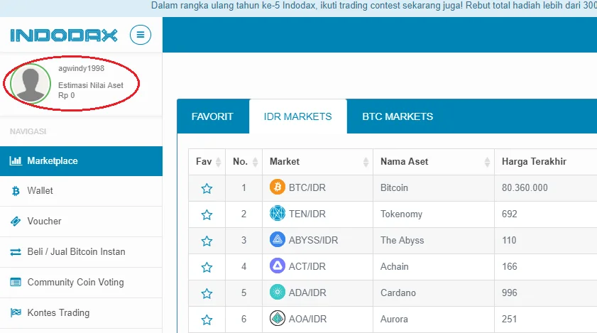 cara cuan di indodax